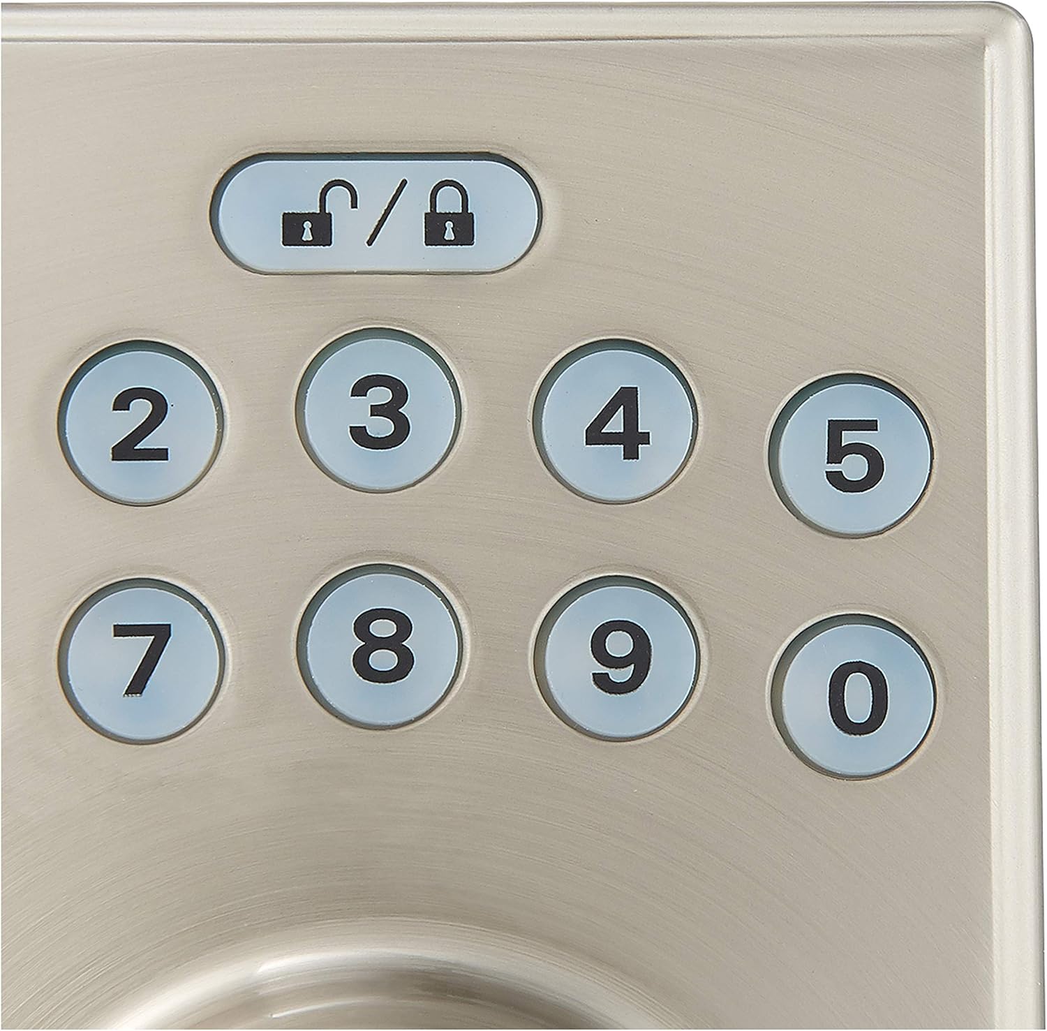Amazon Basics Contemporary Electronic Keypad, Keyless Entry Door Lock Deadbolt with Handle Set, Key Pad Front Door with Knob, Contemporary Door Locks for Front Door, Door Handle, Satin Nickel, 1-Pack