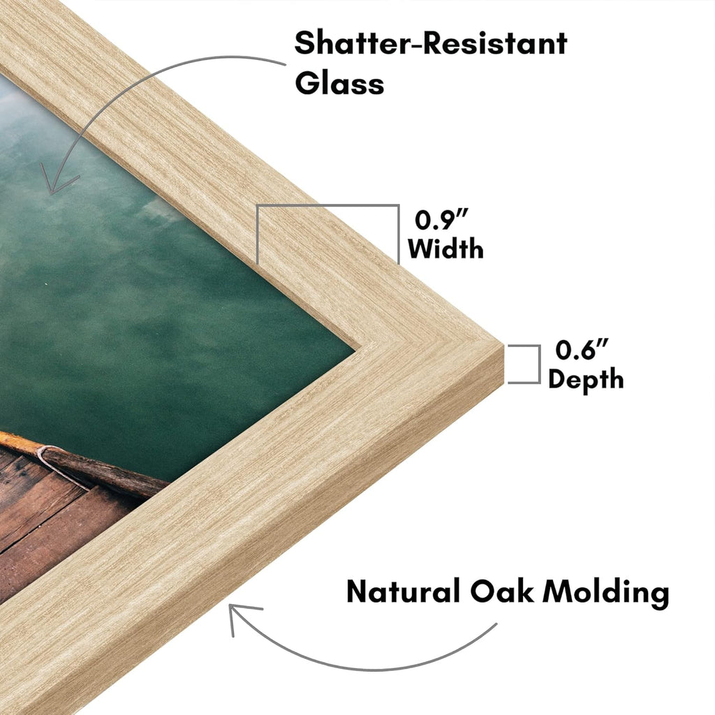 Americanflat 12x18 Poster Frame with Shatter-Resistant Glass - Signature Collection - Gallery-Style Frames Made of Engineered Wood - Photo Frame for Wall Display - Natural Oak