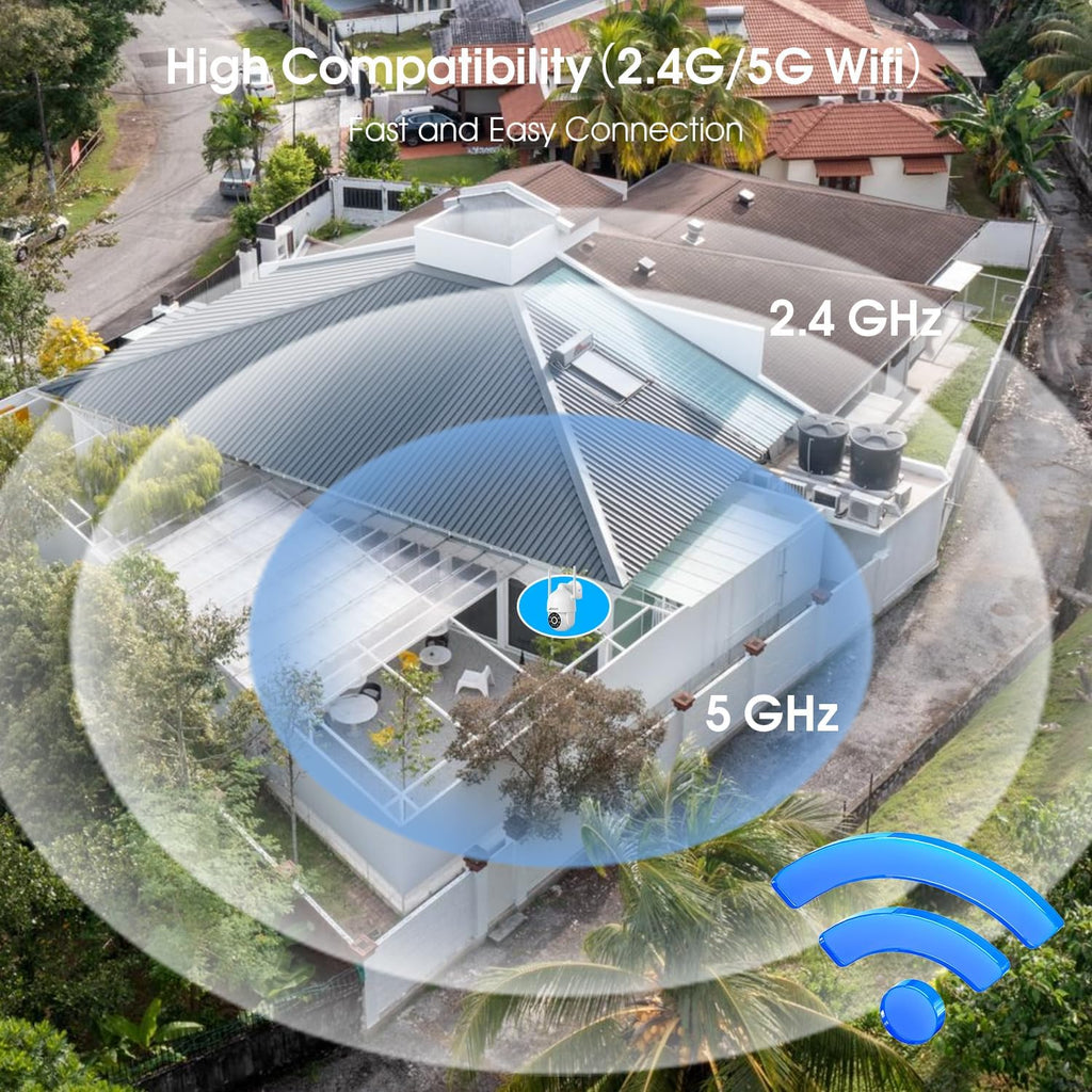 ANRAN 2K WiFi Security Camera Outdoor: 2.4/5GHz Dual-Band, Auto-Tracking, 2-Way Audio, Color Night Vision, 24/7 Recording, 3MP Pan-Tilt 360° View Camera for Home/House