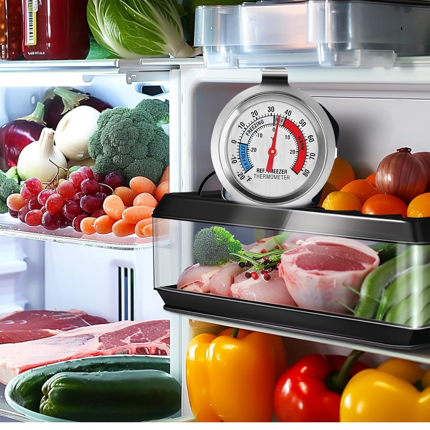 5 Pack Fridge Thermometer - Classic Series with Large Dial and Internal Temperature Gauge - Monitor and Maintain Perfect Temperature in Kitchen Refrigerator