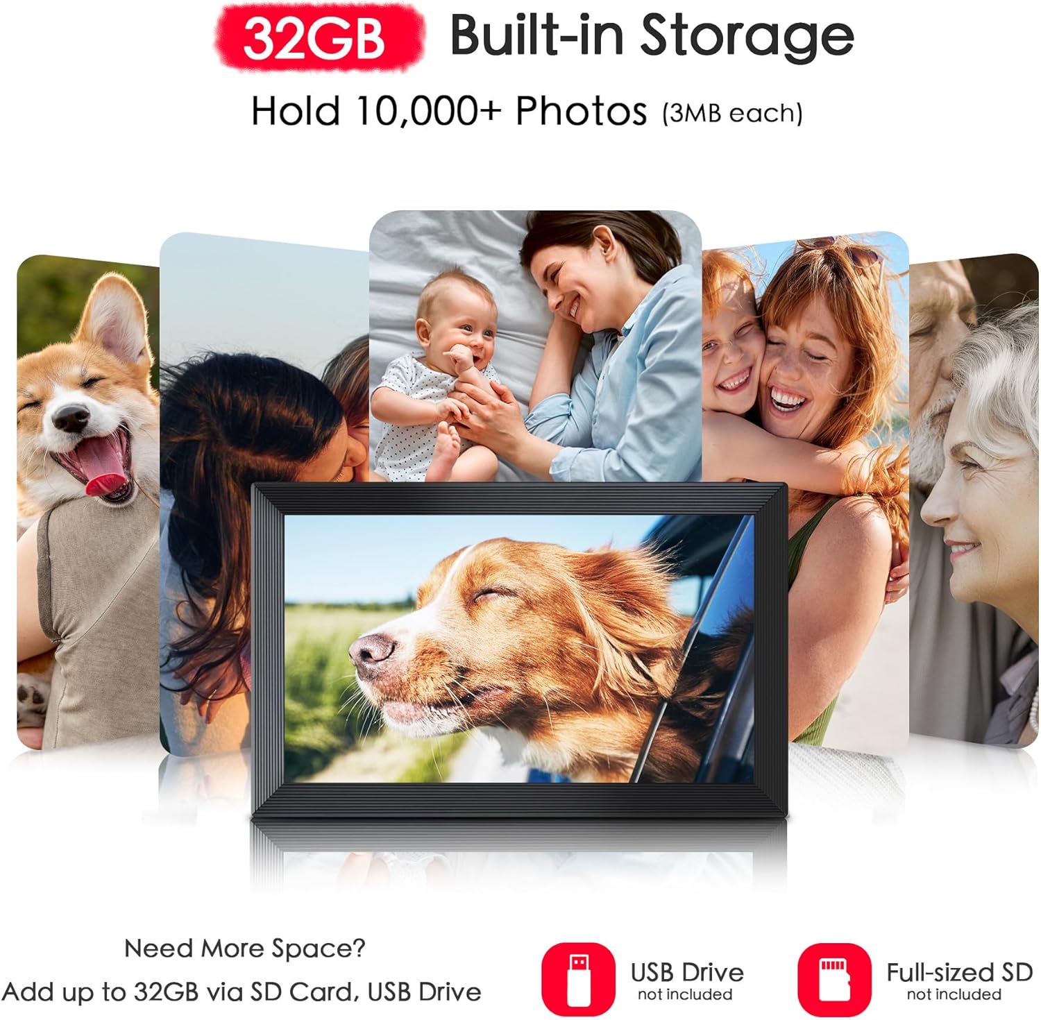 Digital Picture Frame, Frameo 15.6 inch Large Digital Photo Frame WiFi, 1920 * 1080 IPS FHD Touchscreen, 32GB Storage, Instant Share Photo Video, Gift for Mom