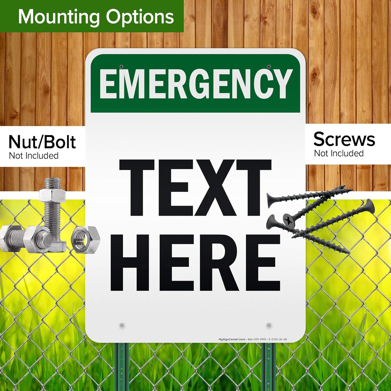 Custom Emergency Sign, OSHA Sign, 36x48 Inches, Reflective, Rust Free DiBound, Fade Resistant, Made in USA by My Sign Center