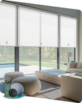Yoolax Smart Coupled Roller Shades Compatible with Alexa Google, Motorized Blinds with Remote Light Filtering Coupled Roller Shades for X-Large Windows, Custom Size(XL Coupled-Pure White)