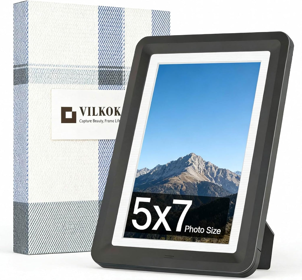 Black 5x7 Picture Frame, with Clear Acrylic Photo Frame with White Mat for 4x6 Photos, One-Piece Shatterproof & Tool-Free Design, UV-Resistant Waterproof Tabletop Frame for Home Office Decor,1 Pack