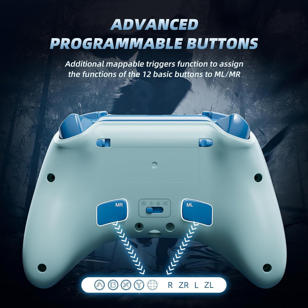 Mytrix Wireless Switch Pro Controllers with Charging Dock, Bluetooth Controller for Nintendo Switch/Lite/OLED with Hall Effect Joysticks & Trigger, Compatible with PC/iOS/Android/Steam (Aqua Blue)