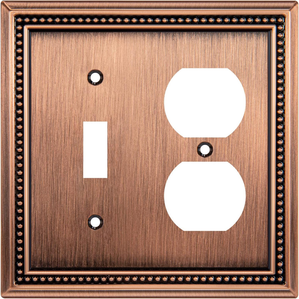 Henne Bery Sunken Pearls Heavy Duty Decorative Wall Plate Switch Plate Outlet Cover (Toggle/Duplex, Antique Copper)