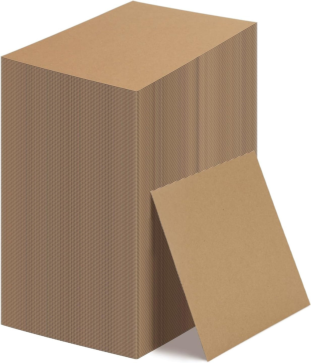 Calenzana 8x10 Browm Corrugated Cardboard Sheets, Flat Card Boards Inserts for Crafts, Packing, Shipping, Moving, Mailing, 200 Pack