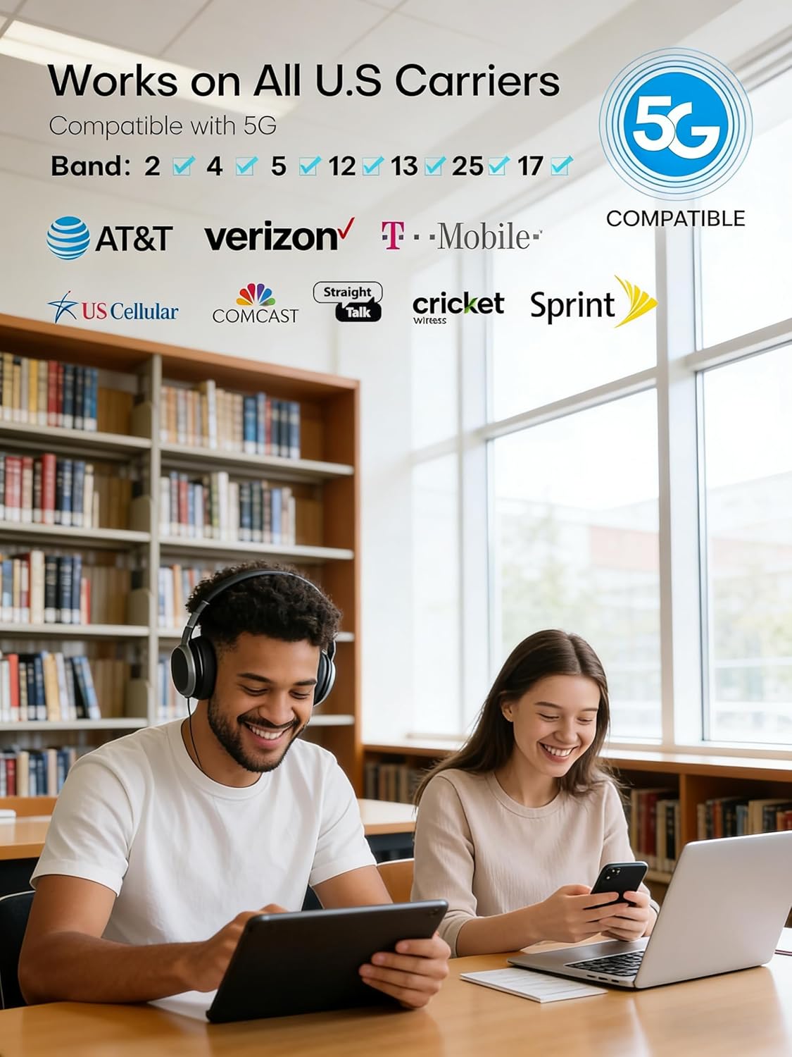 Cell Phone Booster for Home Office | Up to 2500 Sq Ft | Cell Phone Signal Booster Boosts 5G, 4G LTE for All U.S. Carriers—Verizon, AT&T, T-Mobile&More | App Support | FCC Approved
