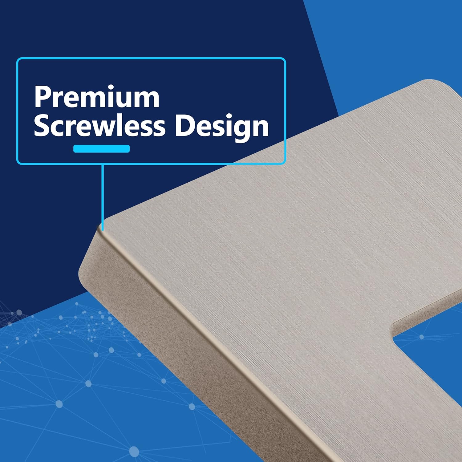 LIDER Brushed Finish Decorator Switch Cover, Screwless Wall Plate, Mid-Size 1-Gang 4.88" x 3.11", Unbreakable Polycarbonate Thermoplastic, UL Listed, LSWP-31M-BNK, Brushed Nickel