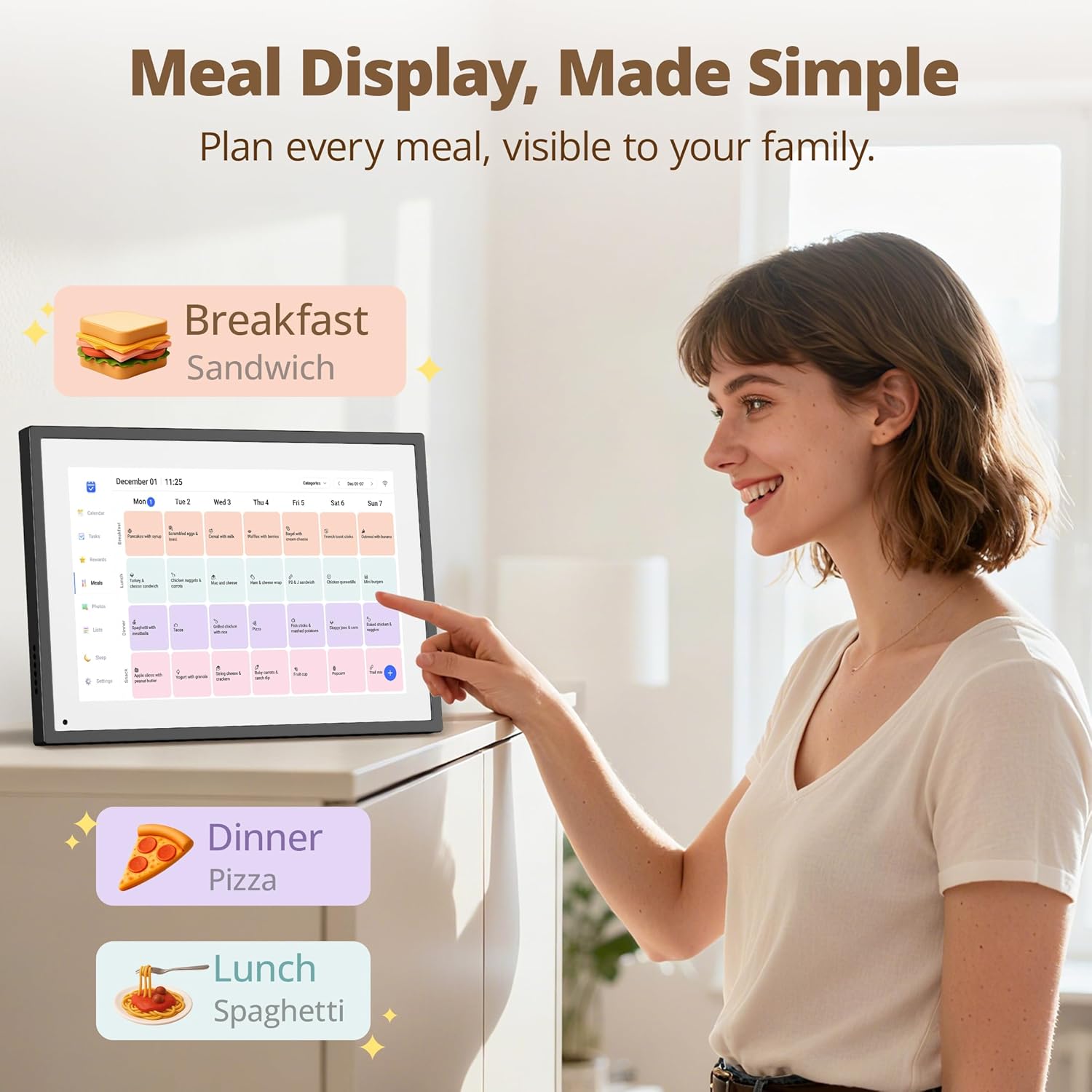 Dragon Touch 10.1 inch Digital Calendar Chore Chart – Interactive Touchscreen, Smart Family Planner, Hearth Display Desk Digital Calendar Seamless Scheduling Black