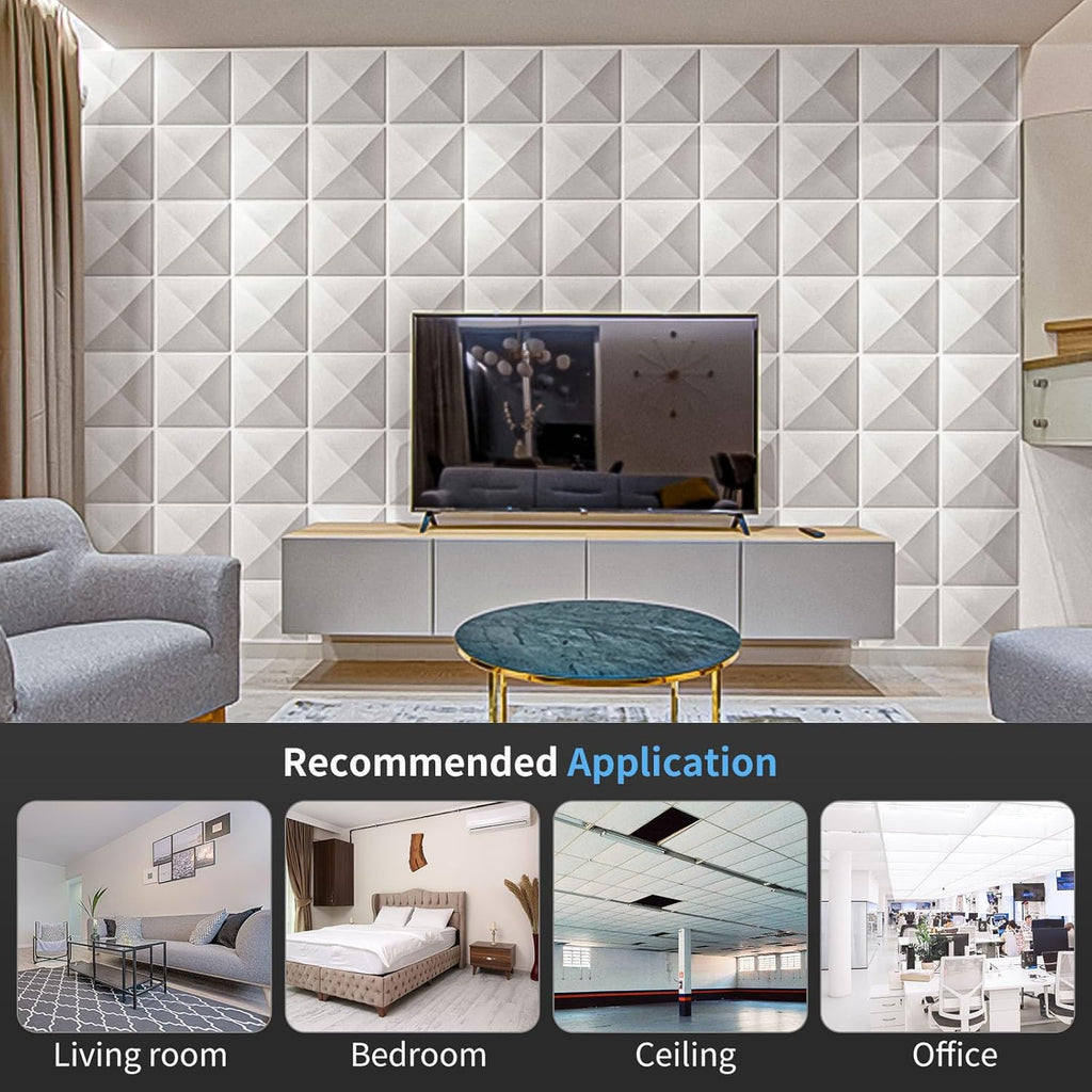 Art3d Decorative 3D Wall Panel, 32 Sq.FT PVC Interior Wall Decor for Living Room, Bedroom, Lobby, Office, Shopping Mall, White
