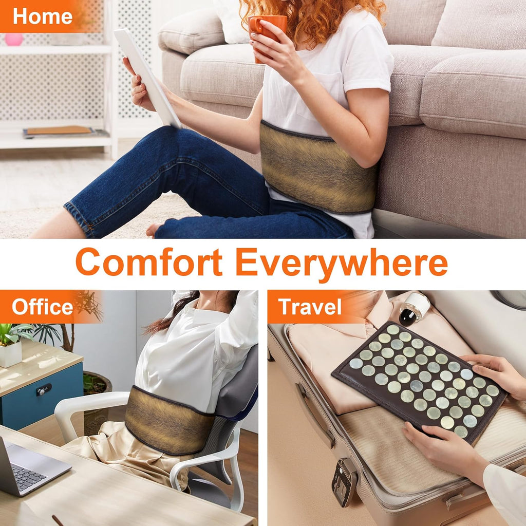 Infrared Heating Pad, Far Infrared Natural Jade Heating Pad, Auto Shut Off, Adjustable Temperature, Gifts for Women/Men/Dad/Mom (Brown, Belt28)