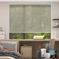 SmartWings Motorized Smart Blinds for Windows in Light Filtering, Electric Remote Roller Shades Compatible with Alexa/Google Home/Homekit, Custom Up to 110”W x 148”H, 5% Openness PVC Free Stone