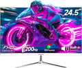 Gawfolk Gaming Monitor 24.5 Inch 200Hz Built-in Speakers, 180hz PC Monitor FHD 1080P Frameless Computer Monitors, VA,sRGB 100%, DisplayPort, HDMI, Eye Care, Wall Mount Compatible (White)
