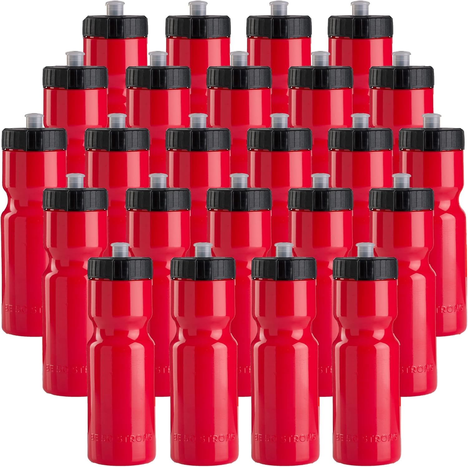 50 Strong Sports Water Bottles – Reusable 22 oz BPA-Free Plastic Bottles with Pull Top Cap – Made in USA – Top Rack Dishwasher Safe – Fits Most Bike Cages Brand