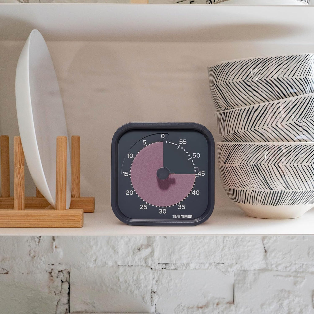 Time Timer MOD Home - Metallic Series - Individual Sized 60 Minute Visual Countdown Timer for ADHD, Adults, Students, and Pomodoro with Silent Operation (Metallic Storm)