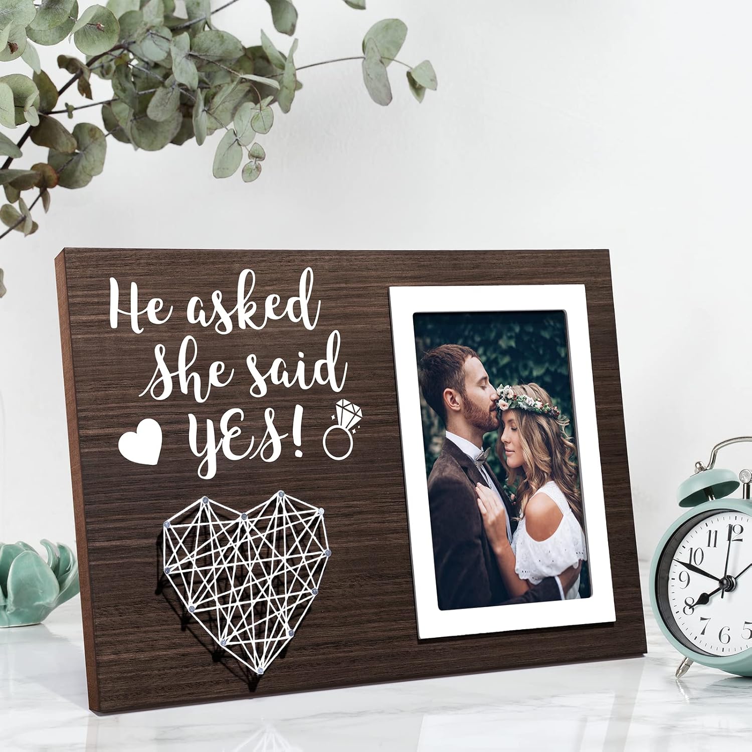 Engagement Wedding Gifts for Couples: Boyfriend & Girlfriend, Romantic Picture Frame - 4x6 Photo