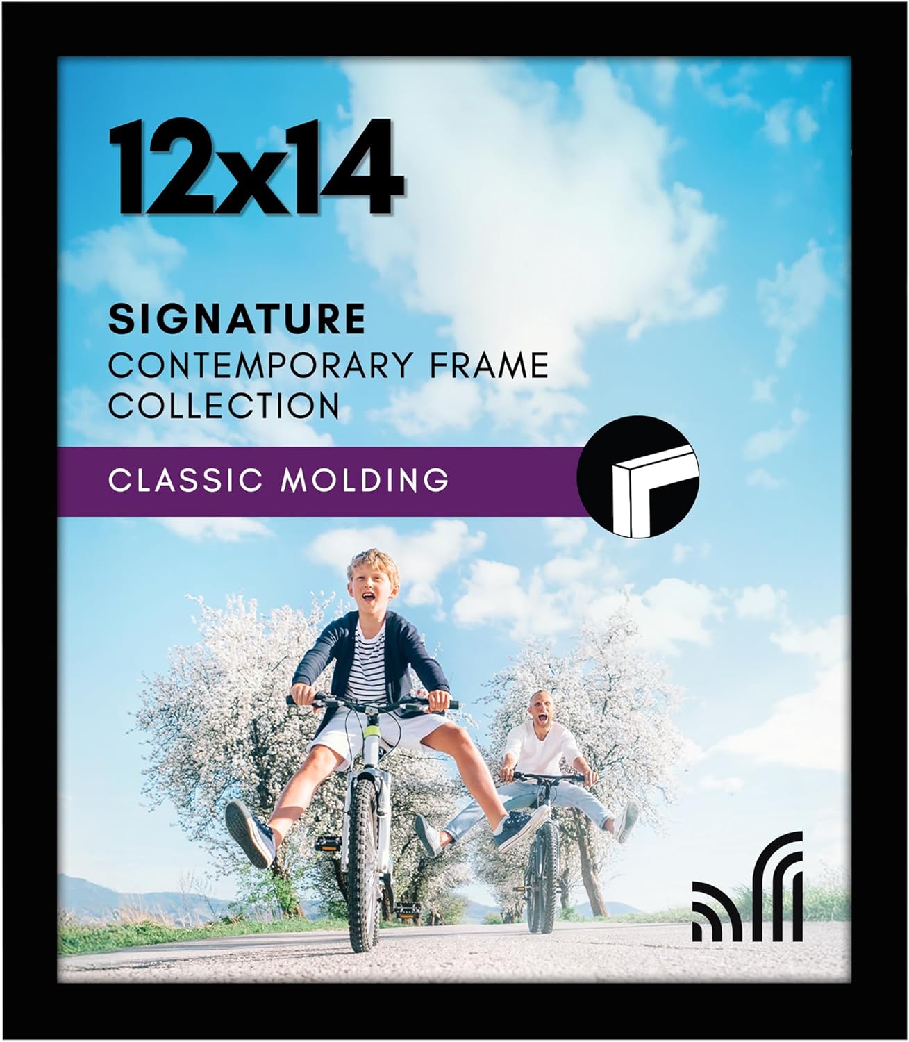 Americanflat 12x14 Picture Frame with Shatter-Resistant Glass - Signature Collection - Gallery-Style Frames Made of Engineered Wood - Photo Frame for Wall Display - Black