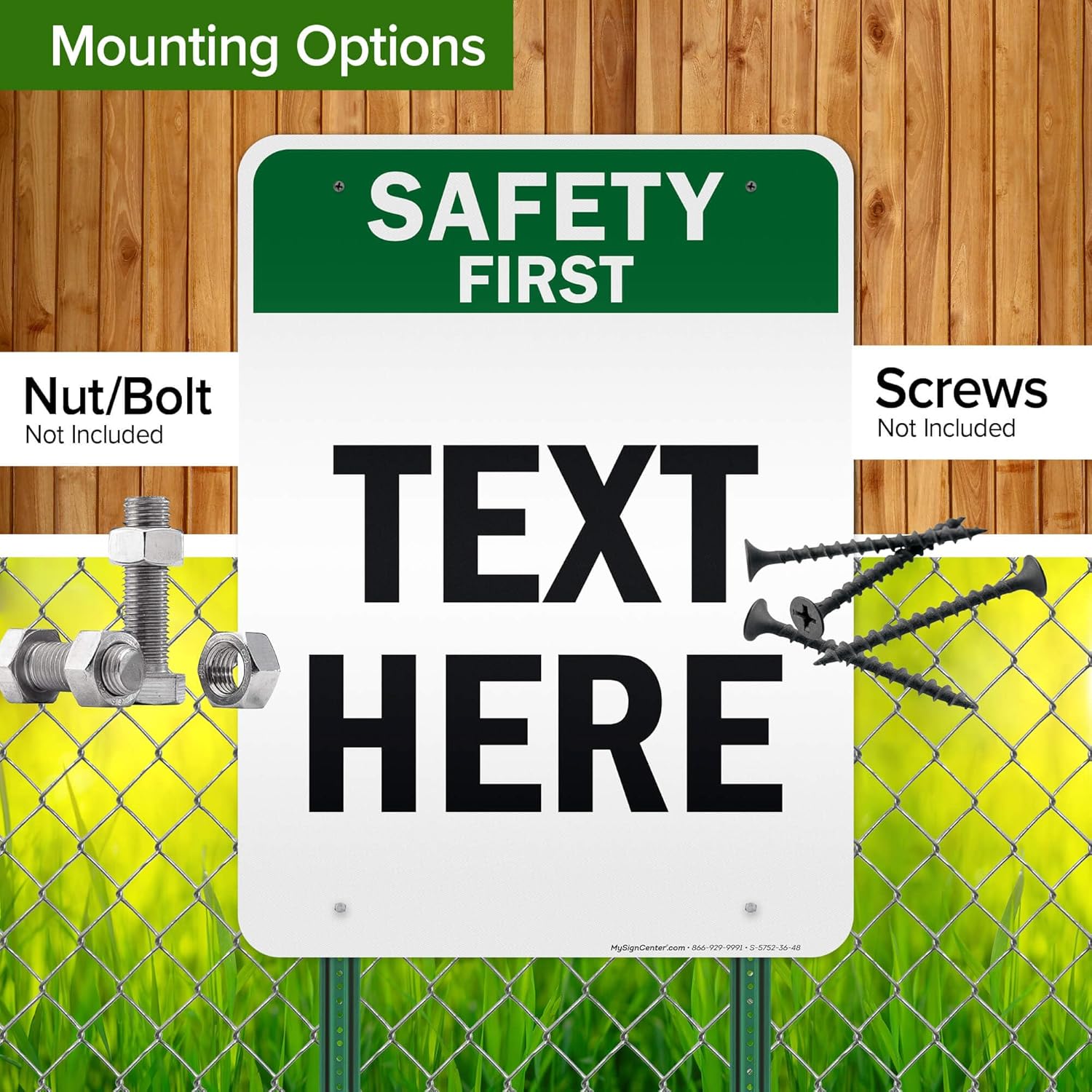 Custom Safety First Sign, OSHA Sign, 36x48 Inches, Reflective, Rust Free DiBound, Fade Resistant, Made in USA by My Sign Center