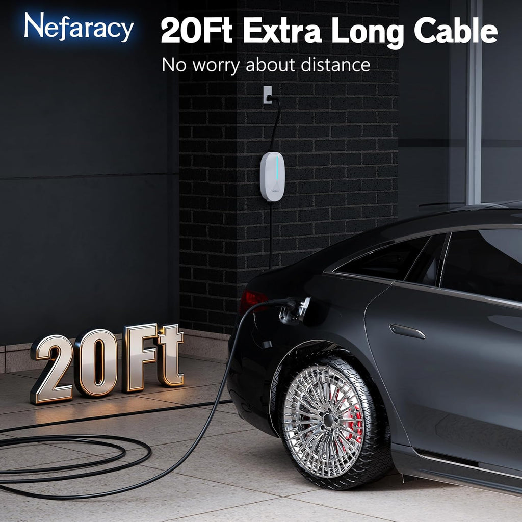 Level 1/2 EV Charger 16A Amp, 110V-240V Portable EV Charger with 20FT Cable, NEMA 6-20 & NEMA 5-15 Plug, Home Electric Vehicle Charging Station for All J1772 Electric Cars