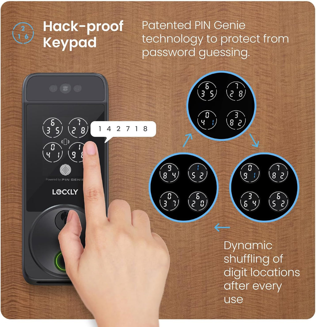 Lockly Visage Zeno Series Smart Lock, Facial Recognition & Fingerprint Keyless Entry Door Lock, Built-in Wi-Fi Deadbolt with Apple Home Key, PIN Genie Keypad, App Remote Control, Easy Installation