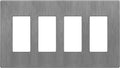 LIDER Brushed Finish Decorator Switch Cover, Screwless Wall Plate, Mid-Size 4-Gang 4.88" x 8.58", Unbreakable Polycarbonate Thermoplastic, UL Listed, LSWP-34M-BGY, Brushed Gray