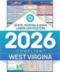 West Virginia 2026 Labor Law Poster – State & Federal Compliance – OSHA, EEOC, FMLA, Minimum Wage – Durable, Laminated & Waterproof Workplace Employment Poster – Made in USA – 26” x 39.5”