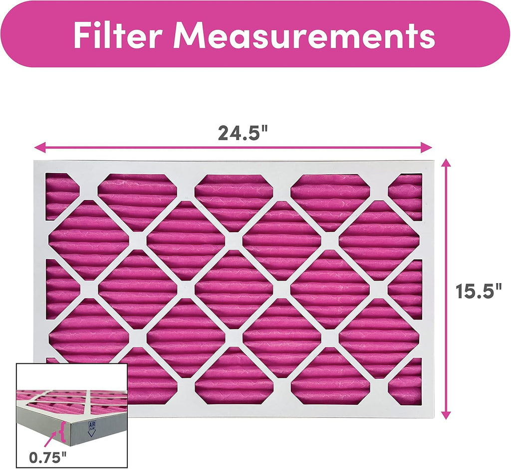 Colorfil 16x25x1 Air Filter (2-Pack) | Made in the USA | Color Changing | Remove Cat and Dog Odor | MERV 8 for Pet Hair Dander and Dust | 15.5"x24.5"x0.75" Exact Size