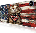 Heated Mouse Pad with 3 Levels Heated & 3 Hours Auto Shut-Off Mouse Pad for Warming Hands in Office Home, 31.5" x 13"Large Safe Desk Mat Hand Warmer，Flag Cute Cat