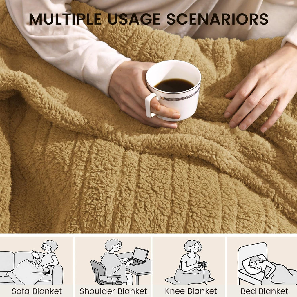 Heated Blanket Electric Blanket Full - Fast Heating Blanket Throw Double Sided Sherpa Ultra Soft Cozy with 10 Heating Levels & 2-10 Hours Auto Off, Mashine Washable, 72 x 84 Inches, Camel