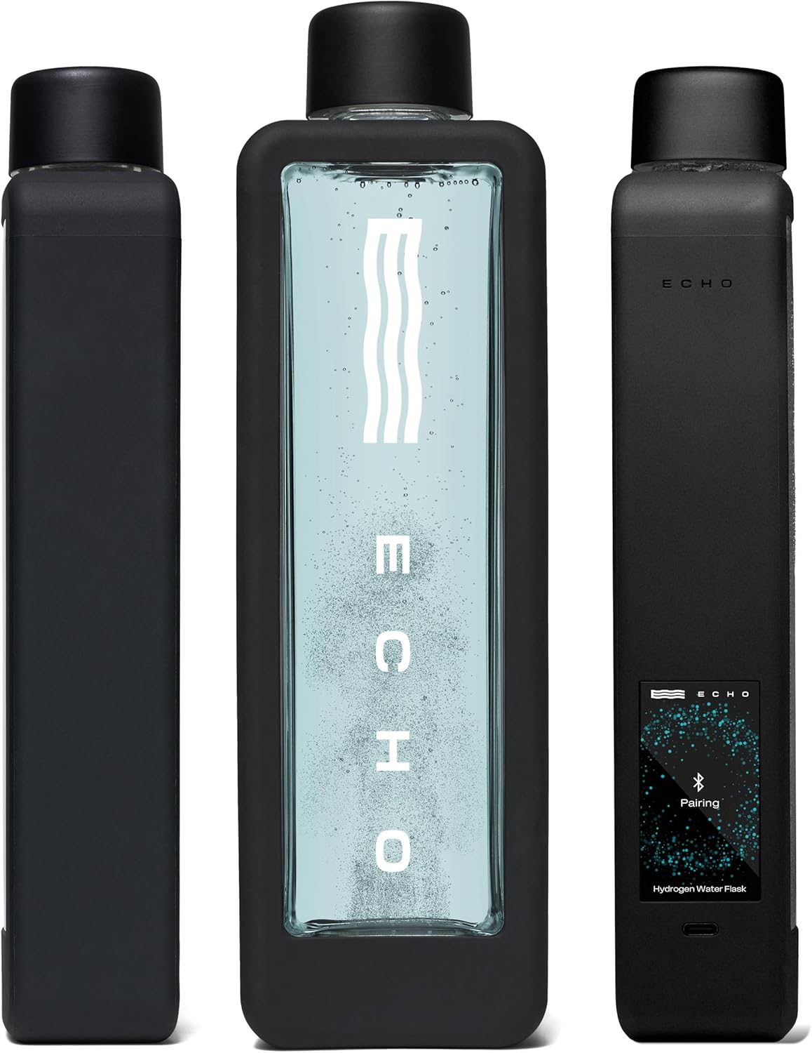 Echo Flask Hydrogen Water Bottle - Active Hydration Solution with Water Intake Tracking & LCD Touch Screen - Compact & Convenient - Transparent Hydrogen Flask - 12 oz