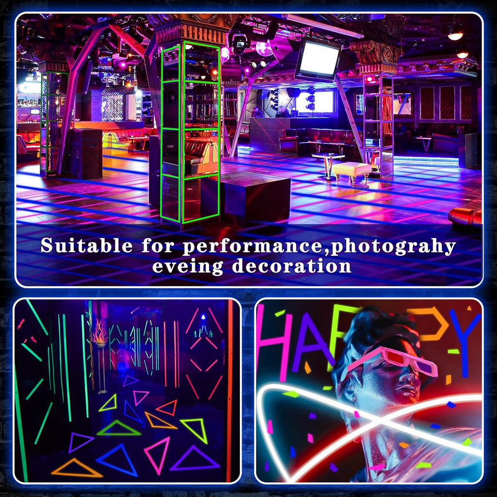 Whaline 6 Colors Neon Gaffer Cloth Tape Fluorescent Rainbow Color UV Blacklight Glow in The Dark Tapes Neon Duct Reflective Tapes for Party Supplies (2 Inch x 16.5 Ft)