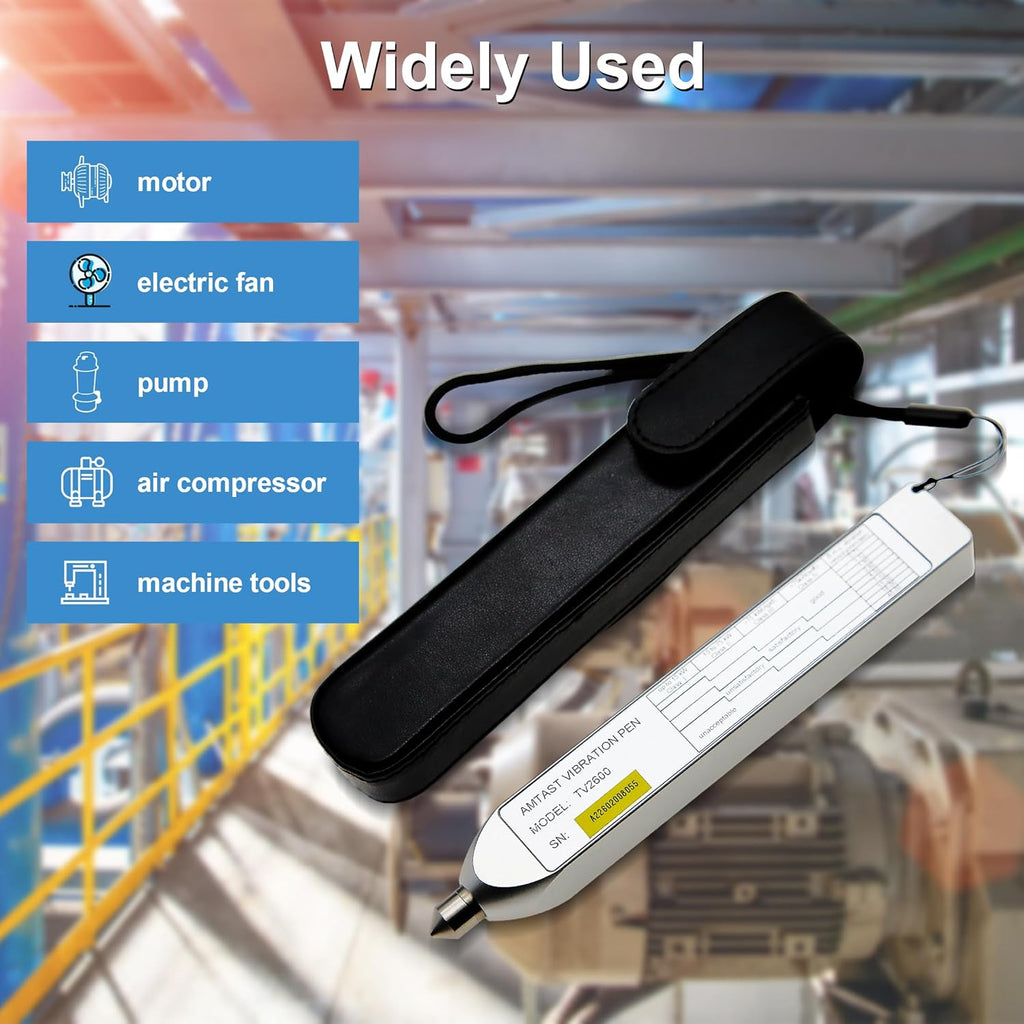 Pen Type Vibration Tester Meter Digital Vibrometer Vibration Testing with Acceleration Velocity Displacement TV2600 (Aluminum Alloy)