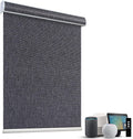SmartWings Motorized Light Filtering Roller Shades 70% Blackout Custom Size, Rechargeable Battery, Works with Matter/Apple HomeKit, Alexa, Thread/Zigbee, Remote Optional, 70% Twilight Charcoal Grey