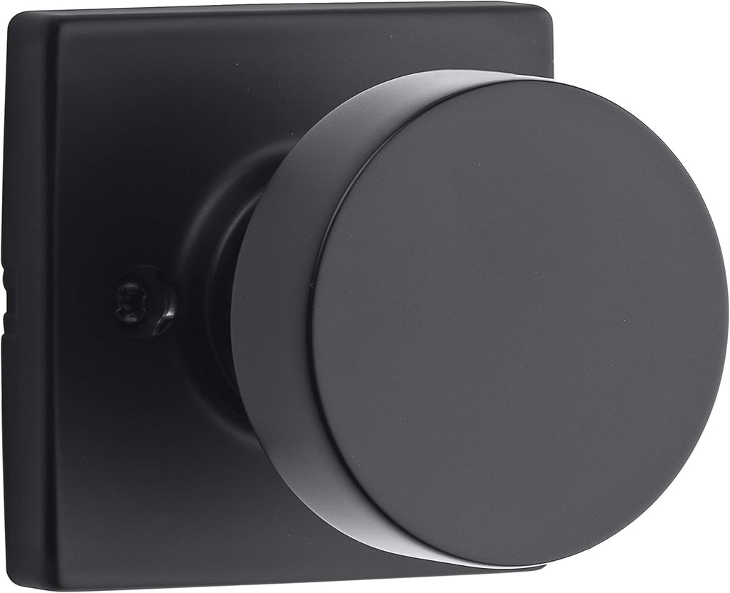 Kwikset Pismo Dummy Door Knob, Single Sided Handle for Closets, French Double Doors, and Pantry, Matte Black Non-Turning Interior Push/Pull Door Knob, with Microban Protection (Pack of 10)