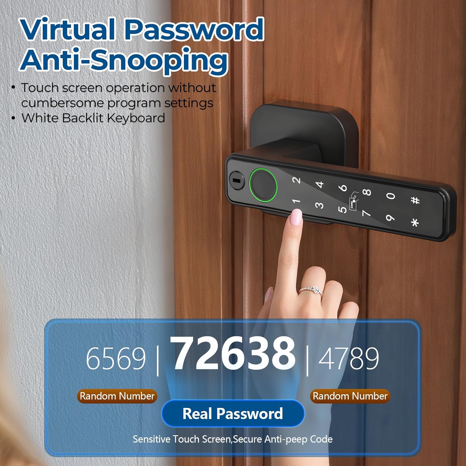 FITNATE Smart Fingerprint Door Lock, Keyless Entry Door Lever with APP, IC Card, Code, Key & Biometric Unlock for Bedroom, Home, Hotel, Office, Apartment