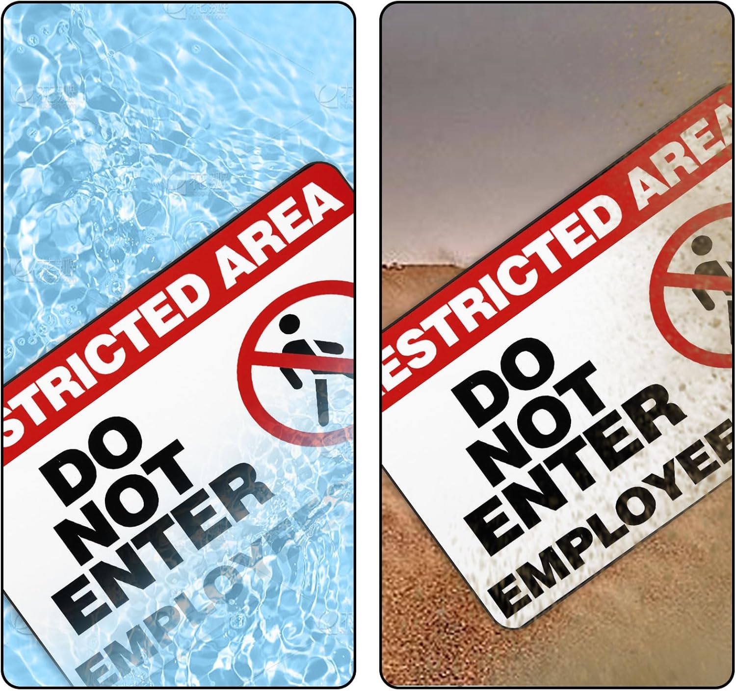 Restricted Area Sign, 3 Pack Magnetic Do Not Enter, Employees Only Signs, 10 x 7 Inch Premium Magnetic Signs, UV Protected, Waterproof, Weatherproof and Fade Resistant, Indoor & Outdoor
