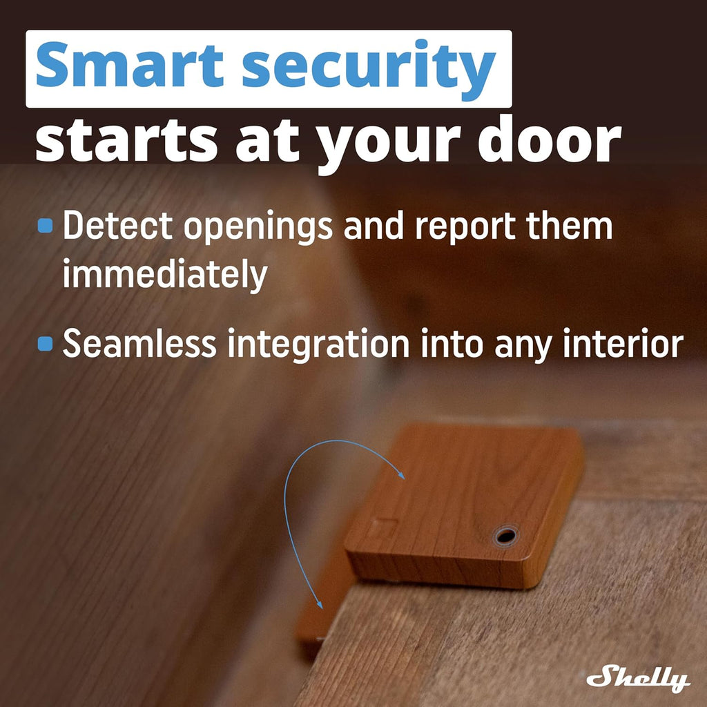 Shelly Blu Door/Window Brown | Bluetooth Operated Sensor | Home Automation | iOS Android App | Alexa & Google Home Compatibility | Lux and Tilt Angle Measurement | Set Custom Activation Scenes