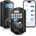 TEEHO TE012W WiFi Smart Lock, Fingerprint Door Lock with Built-in Wi-Fi, Keyless Entry Keypad Smart Deadbolt, App Remote Control, Alexa Compatible, IP55 Waterproof for Front Door – Matte Black