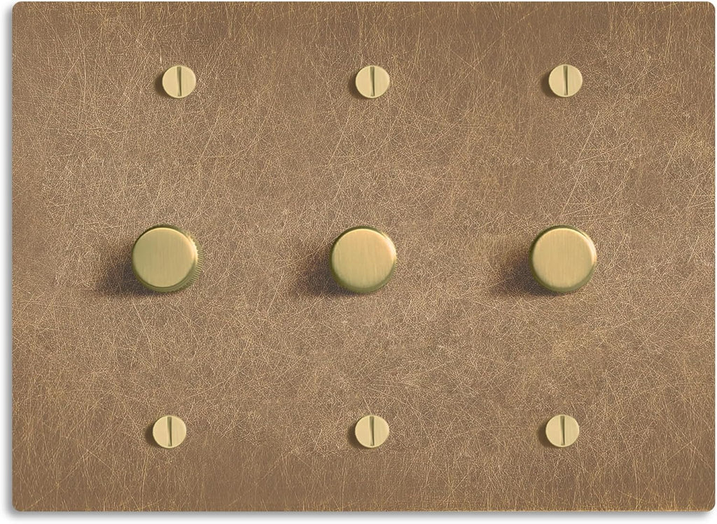SELECT Vintage Brass Dimmer Light Switch, 1 Way Rotary Dimmer, 3 Gang TRIAC/Leading Edge Dimmable LED Light Switch, 15A 120V AC with Brass Knob, Faceplate & Dimming Module, UL Listed