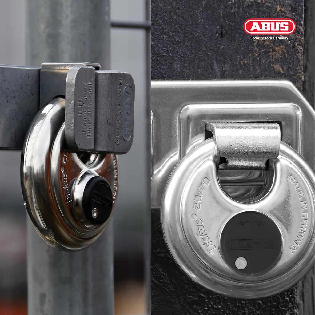 ABUS 20/70 Heavy Duty Diskus Storage Padlock with 2 Keys for Storage, Outdoor, Commercial, 2.75in (70mm) Wide, Keyed Alike 323614