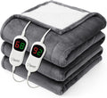 Homemate Heated Electric Blanket King Size - 100"x90" Heating BedBlanket Throw with 10 Heating Levels&8 Hours Auto Off, Fast Heating Over-Heated Protection Ultra Soft Flannel ETL Certified, Grey