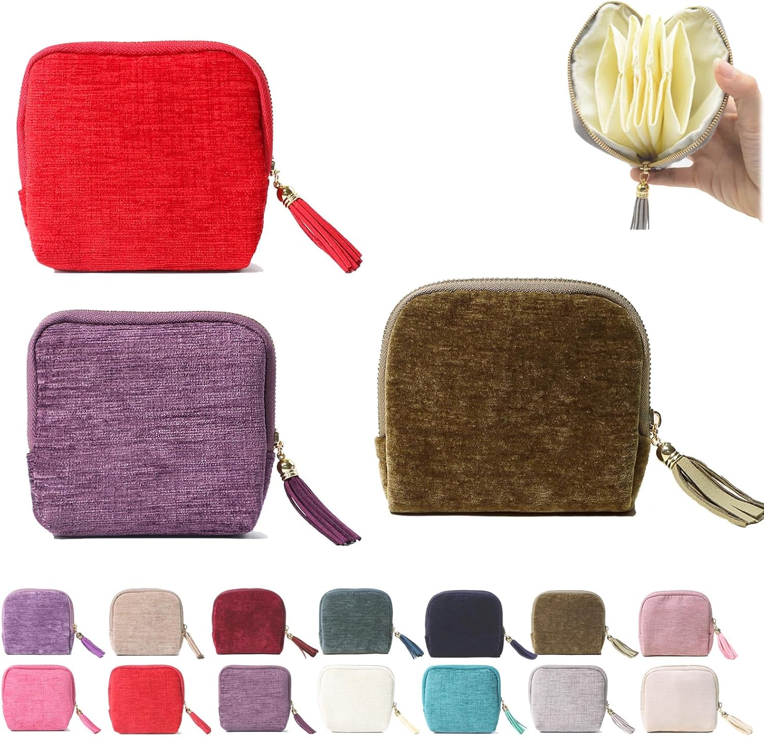 Stuffdatas Travel Jewelry Case, Stuffdatas Bags, Small Jewelry Travel Pouch Mini, Travel Jewelry Organizer Pouch Velvet, with 5 Compartments (3PCS-B)