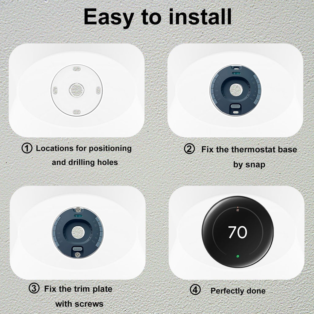 Nest Thermostat Wall Plate Cover Compatible with Google Nest Learning Thermostat (4th Gen), Practical Nest Thermostat Trim Kit, Nest Learning Thermostat 4 Accessory, Snap fit Design, White