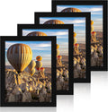 iRahmen 8.5x11 Picture Frame Set of 4, Wood Black Certificate Frame with Real Glass, Photo Frames 8.5 by 11 Diploma Document for Wall Hanging and Tabletop Display
