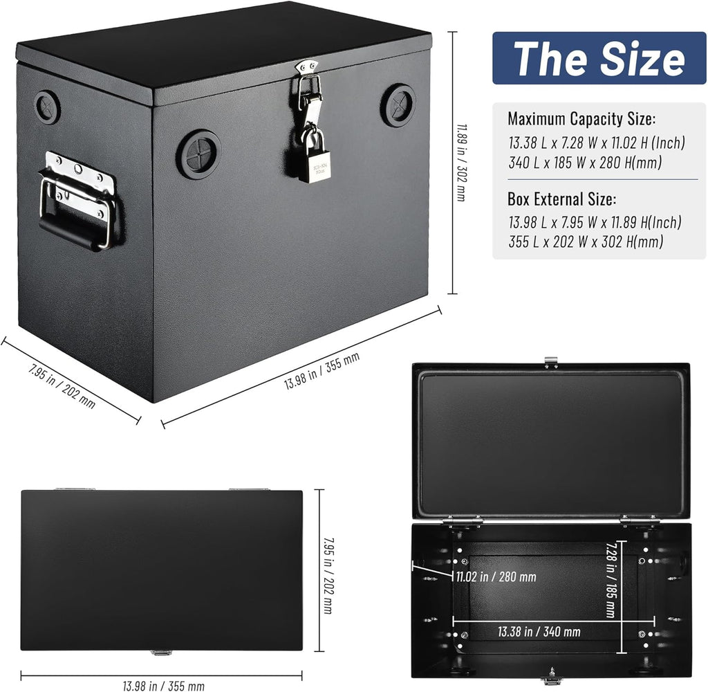 Heavy Duty Steel Battery Box for Group 27 Battery - Car/RV/Marine/Trolling Motor Relocation Kit with Lock & Sealing Gaskets