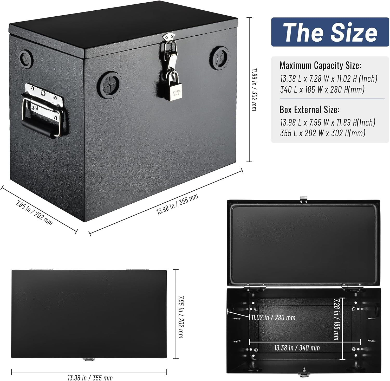Heavy Duty Steel Battery Box for Group 27 Battery - Car/RV/Marine/Trolling Motor Relocation Kit with Lock & Sealing Gaskets