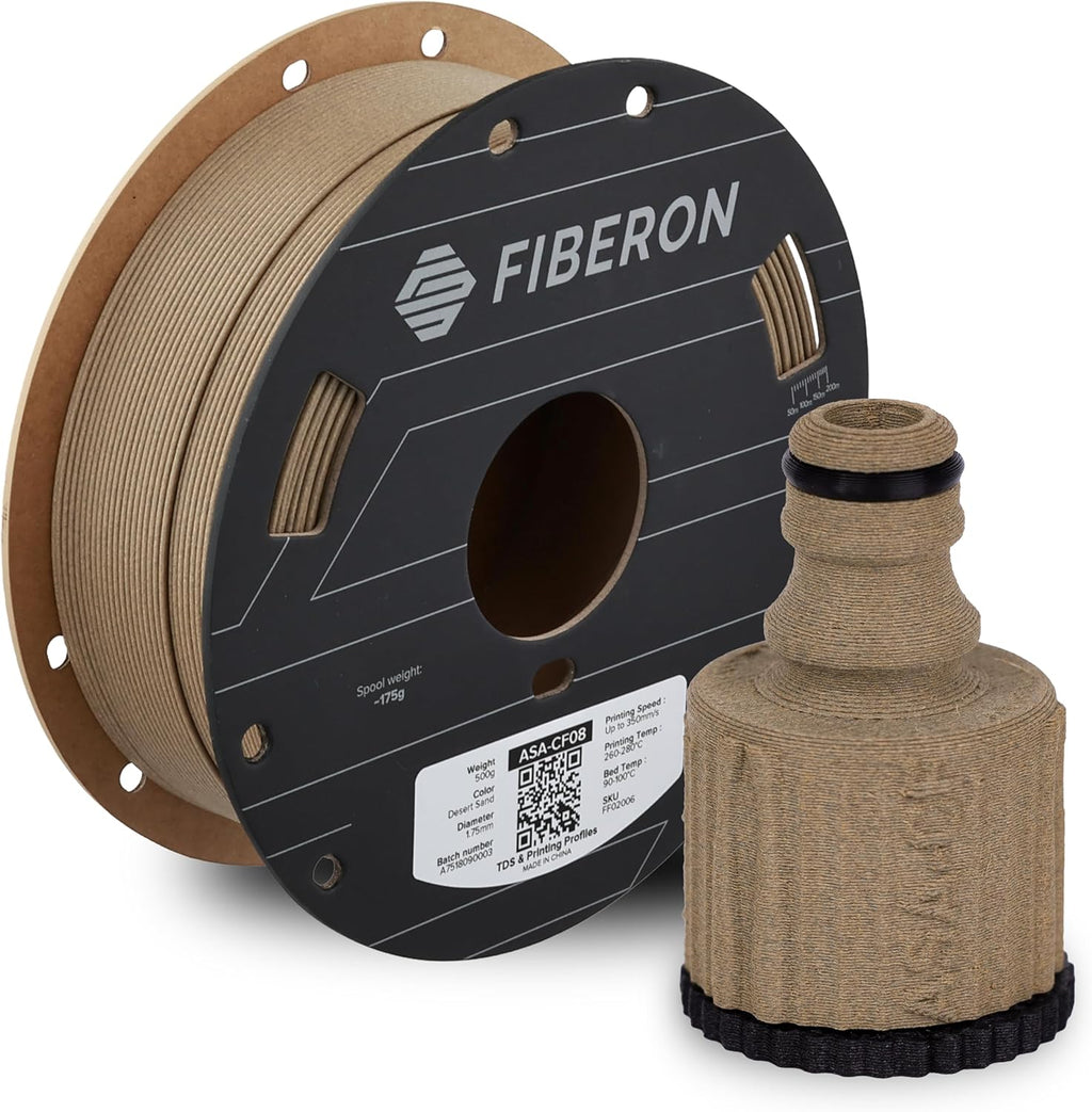 Polymaker Fiberon ASA-CF08 Desert Sand Carbon Fiber 3D Printing Filament 1.75mm 0.5KG, UV & Weather Resistant, High Rigidity, Heat Resistant, Easy to Print, Functional Parts & Prototypes