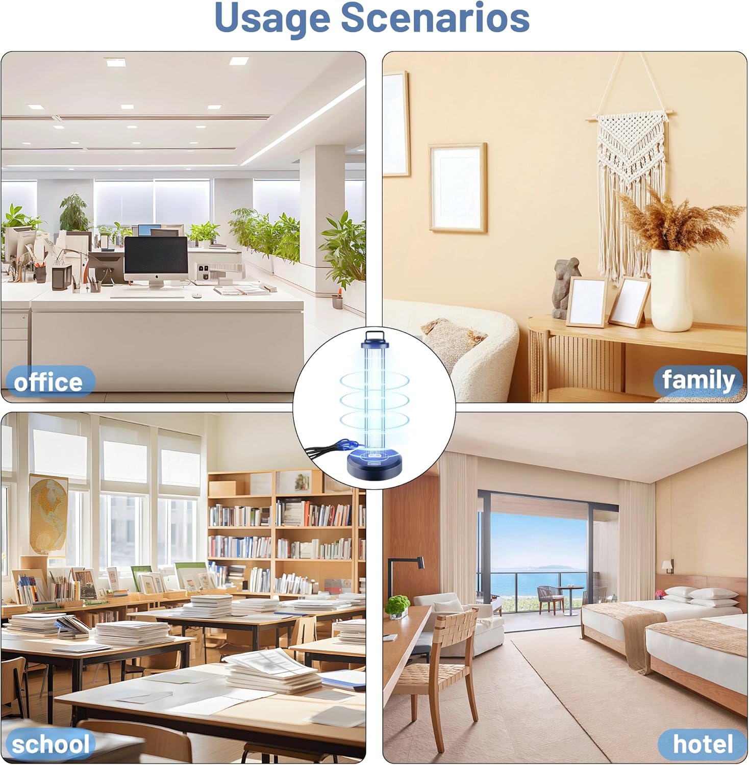 38W UV Sanitizer Light, Portable Ultraviolet Light with 3-Gear Timer, 110V, 99.99% UVC O-Zone Lamp for Home, Office, Hotel, School and Large Spaces