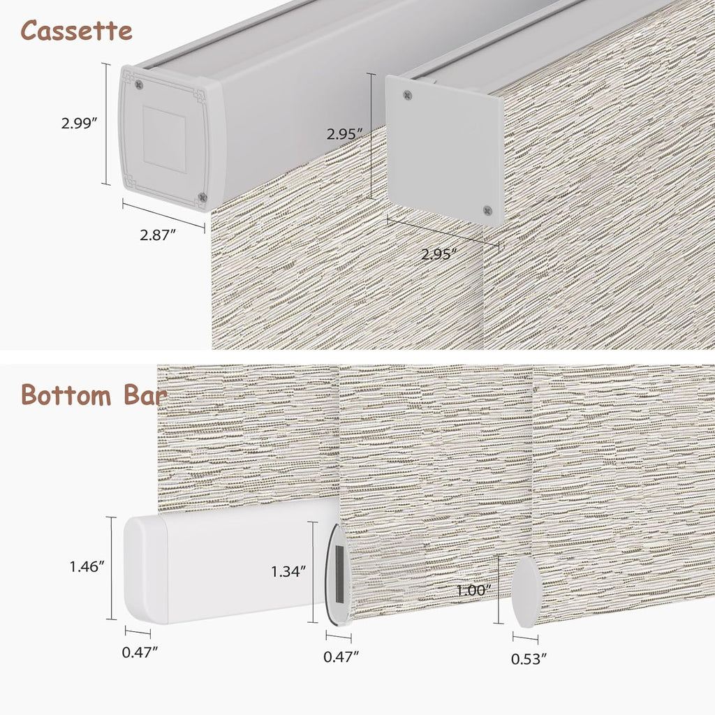 Motorized Roller Blinds with Remote, 100% Blackout Automatic Roller Shades for Bedroom, Bathroom, and Living Room, Customized Size, Pebble Grey Beige